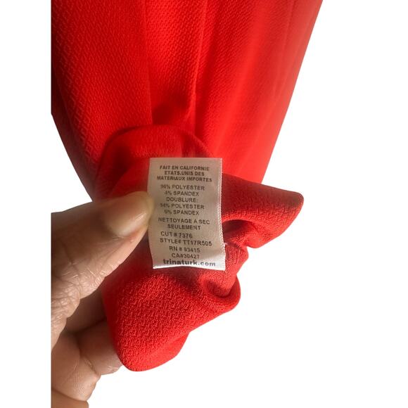 NWT Trina Turk Women's Cutout Mock Neck Mini Dress Short Sleeve Red Bodycon 4 - Picture 15 of 15